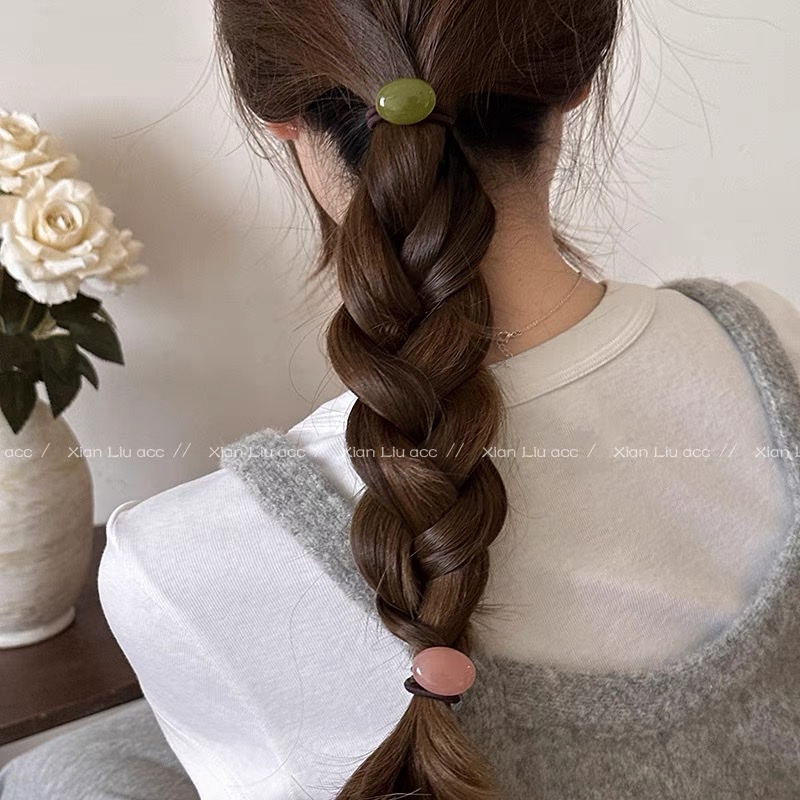 头绳糖果色鹅卵石发圈女2025新款高弹力扎马尾发绳耐用不伤发头绳发饰发饰发圈发绳详情图5