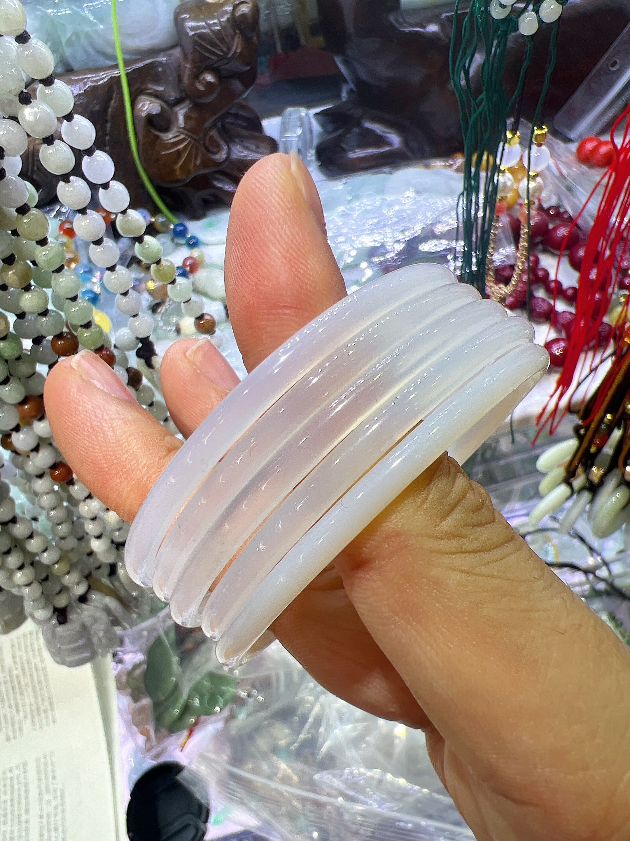 Dingdang bracelets, a pair of jade bracelets for women, genuine chalcedony and agate bracelets, birthday gifts for jade details Picture