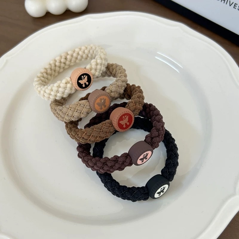 2025 New high ponytail, butterfly, thick hair tie, rubber band, hair band, women's hair tie, headwear, hair accessories, leather case Specification image