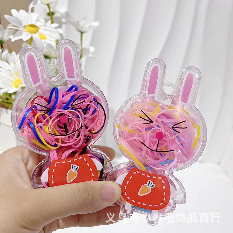 儿童皮筋一次性橡皮筋强拉不断黑色发圈不伤发卡通青蛙瓶装小皮筋