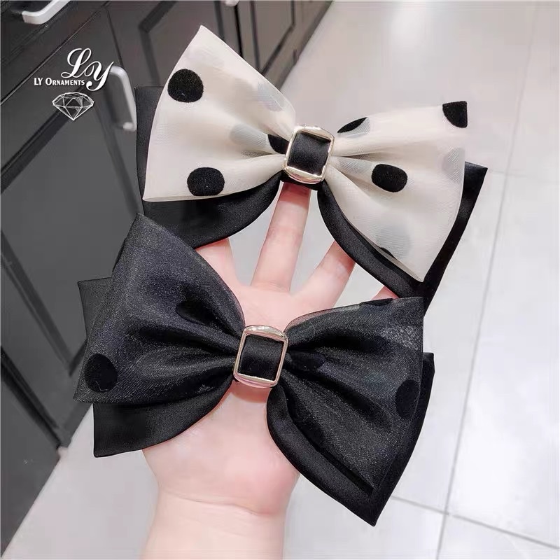 圆点包扣领结韩版黑白头饰流行饰品