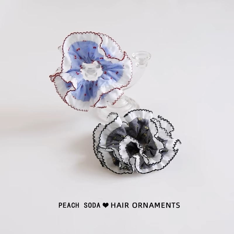 小众设计感双层荷叶花边大肠圈 头饰丸子头扎发皮筋 时尚洋气发圈展现独特魅力发饰头饰详情图3