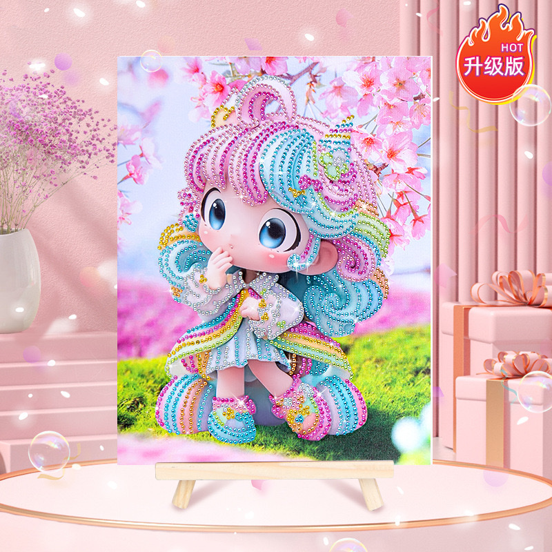 钻石画手工卡通diy贴钻画 摆摊爆款冰淇淋公主动漫粘钻儿童钻石画 儿童钻石画手工diy贴钻画摆摊冰淇淋公主钻石画带框材料详情图13