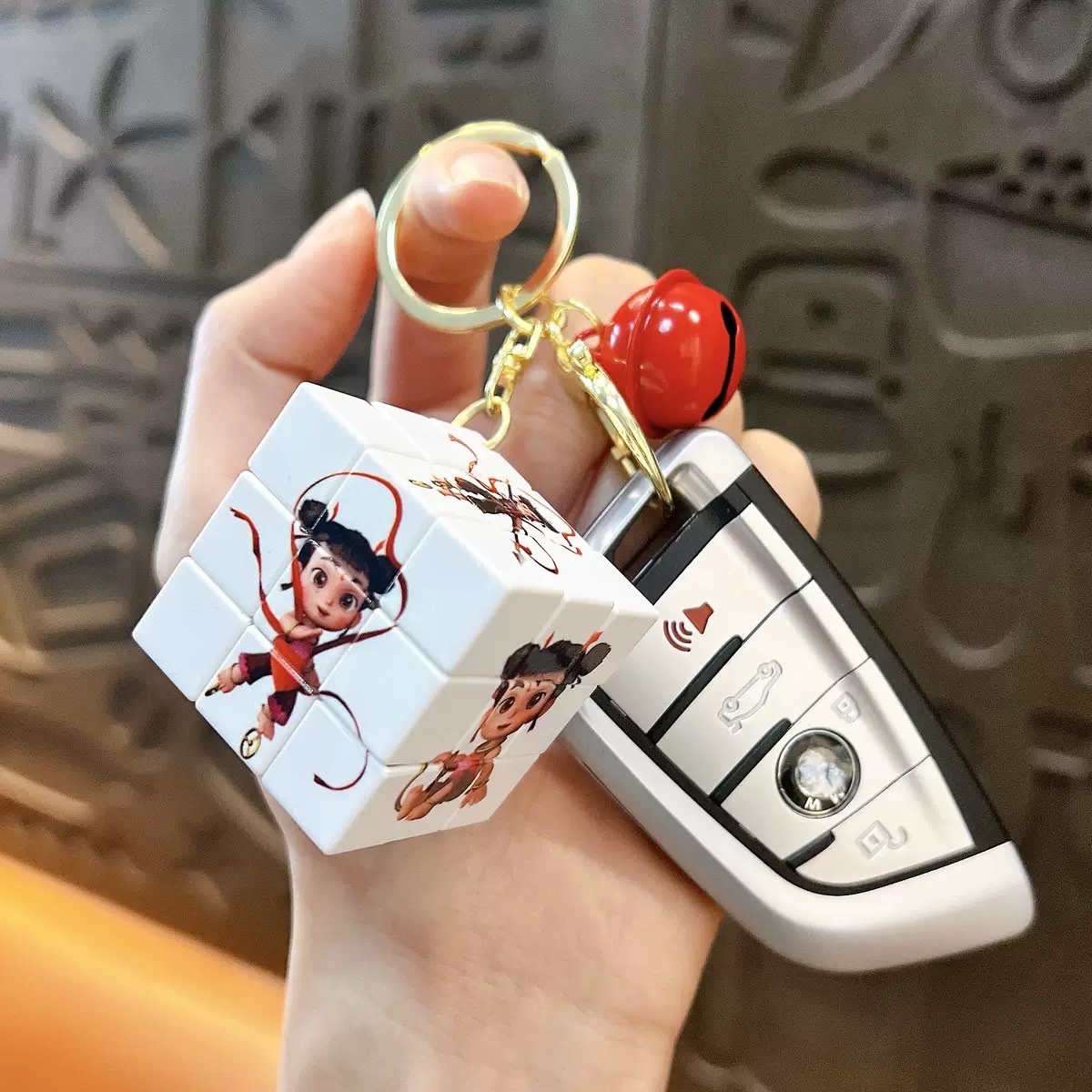 正版授权少年英雄小魔方钥匙扣挂件学生解压小礼品批发