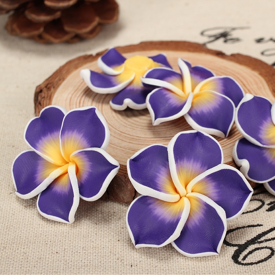 Handmade soft clay flower Hawaiian frellia earrings material diy hair accessory head flower necklace accessory detail image 8