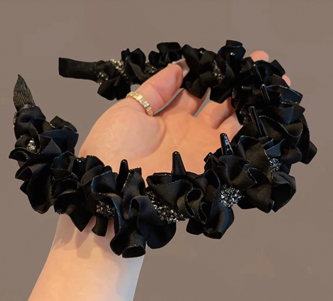 国潮系列高级感水钻2025新款带齿防滑外出发箍详情2