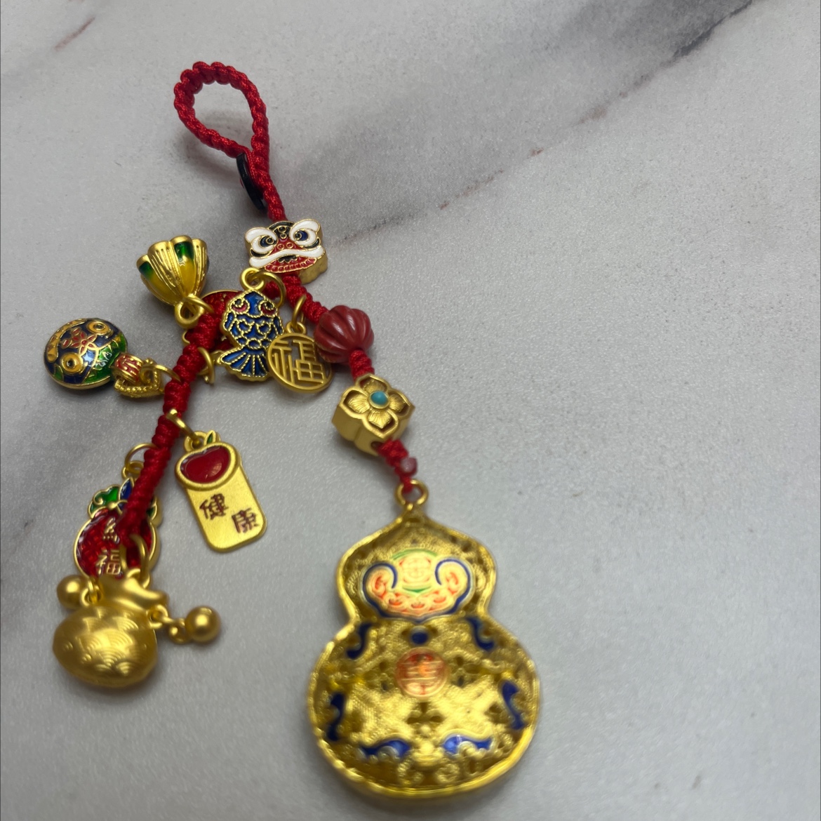 古法金钥匙扣包挂，文创工艺挂坠，葫芦钥匙扣。产品图