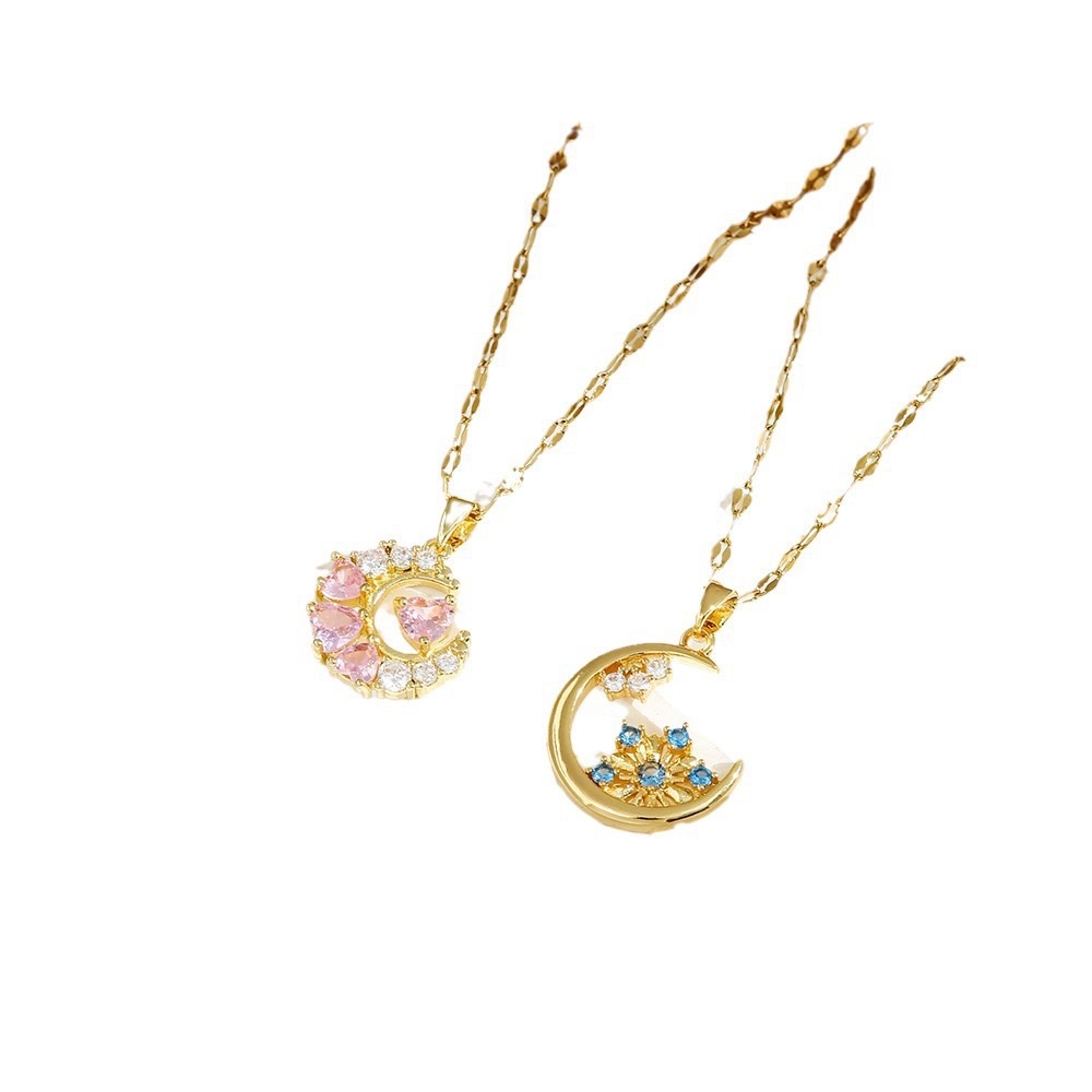 月亮雪花爱心项链女生时尚百搭超仙高级感ins森系韩版新款锁骨链