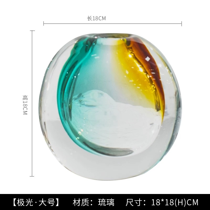 轻奢现代简约玻璃花瓶摆件艺术琉璃插花花瓶客厅茶几轻奢玄关桌面装饰轻奢琉璃艺术彩色渐变花瓶客厅茶几电视柜可水培可插花花器。详情图3
