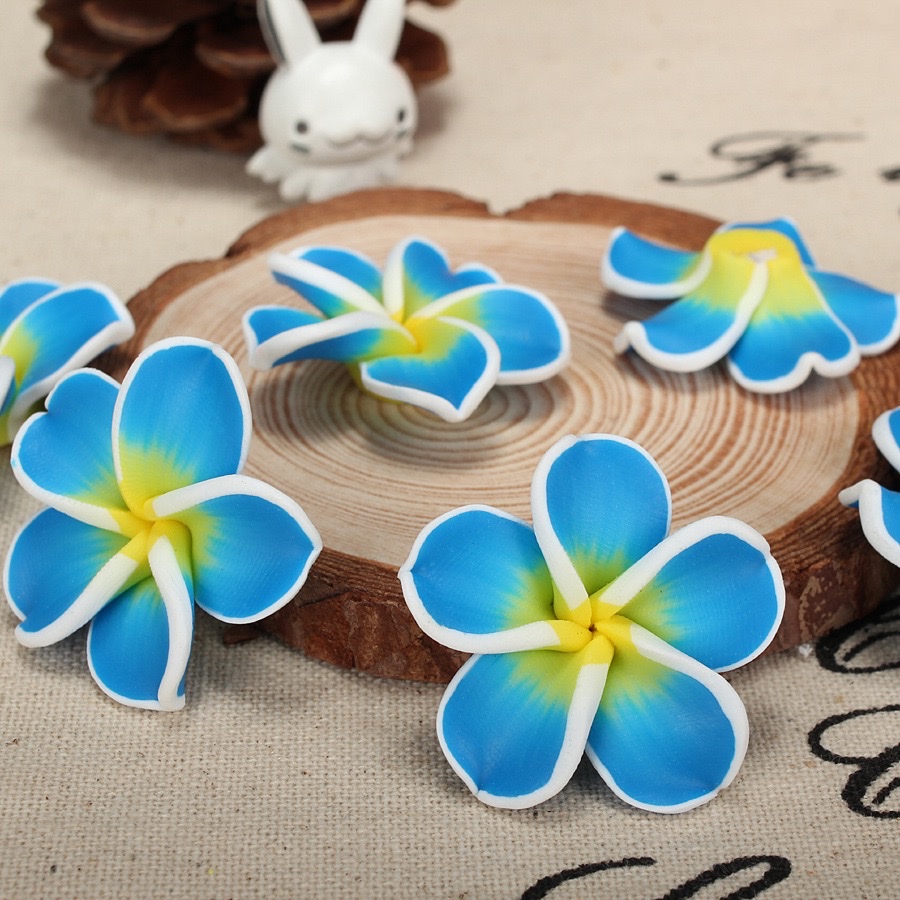 Handmade soft clay flower Hawaiian frellia earrings material diy hair accessory head flower necklace accessory detail image 12