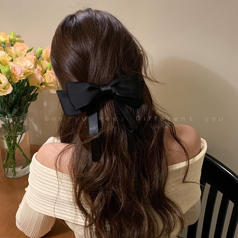 Large bow ribbon hair clip for women, new autumn 2024, high-end style, back head top clip, spring clip hair accessory. Large bow ribbon hair clip for women, new autumn 2024, high-end style, back head top clip, spring clip details Picture