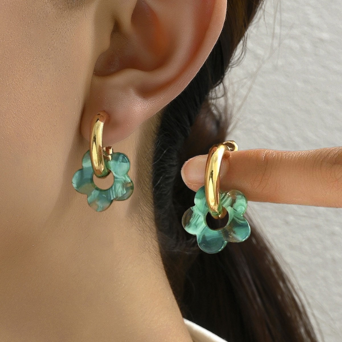 Origen transfronterizo europeo y americano moda exagerada flor pendientes para mujeres nicho diseño sentido color temperamento elegante y versátil earewear earewear Specification image