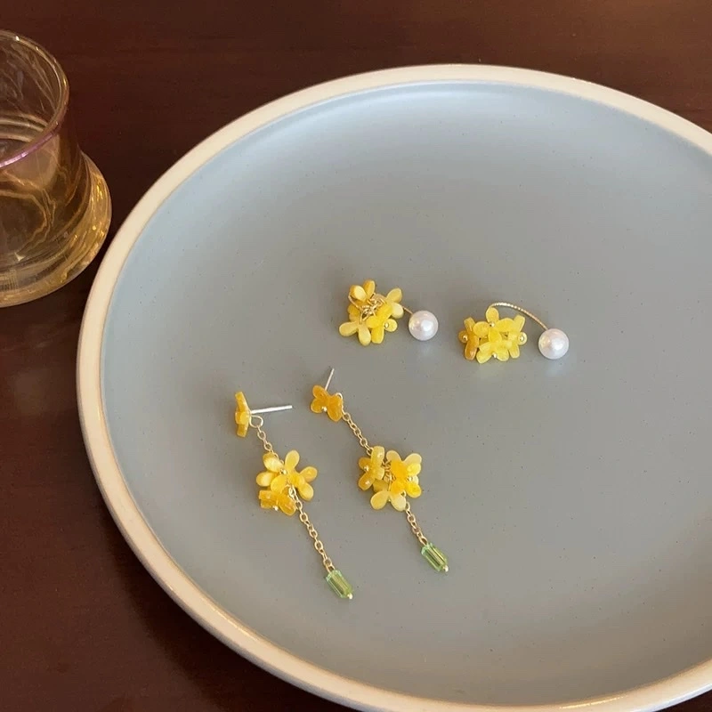 Exclusive for foreign trade, DIY ancient-style headwear, diy mini earrings, multi-color acetic acid imitation shell, osmanthus gradient new color ancient-style handcrafted accessories, direct sales from Yiwu factory, self-produced detail image 9