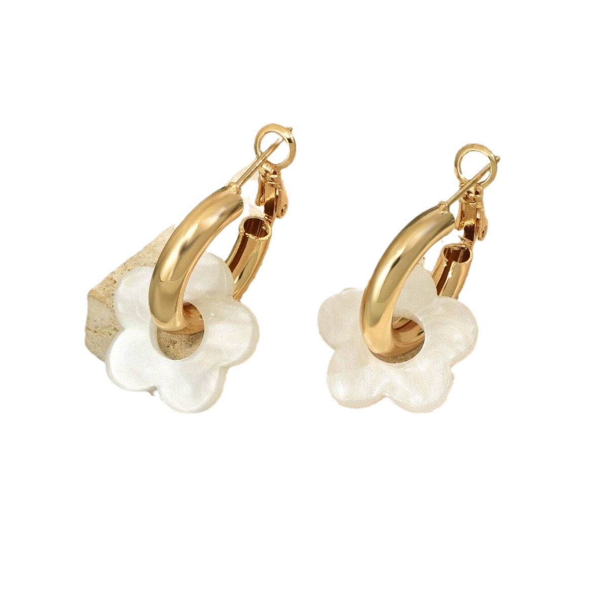 Origen transfronterizo europeo y americano moda exagerada flor pendientes para mujeres nicho diseño sentido color temperamento elegante y versátil earewear earewear detail image 7