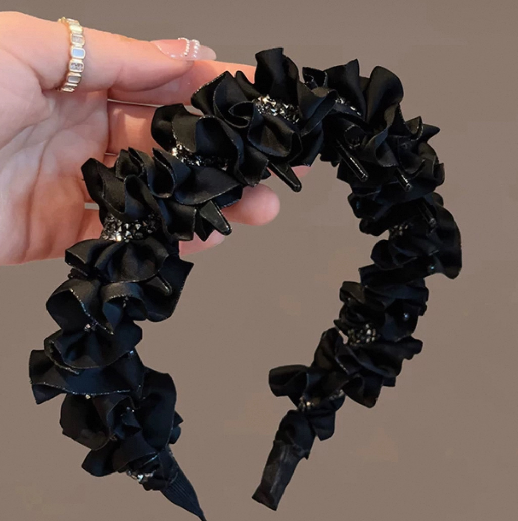 国潮系列高级感水钻2025新款带齿防滑外出发箍