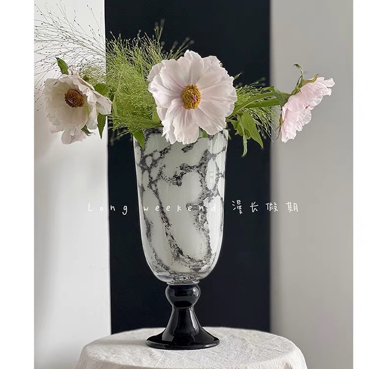 宇轩玻璃欧式复古花瓶摆件客厅插花高级感桌面装饰大口径鲜花花瓶详情图2