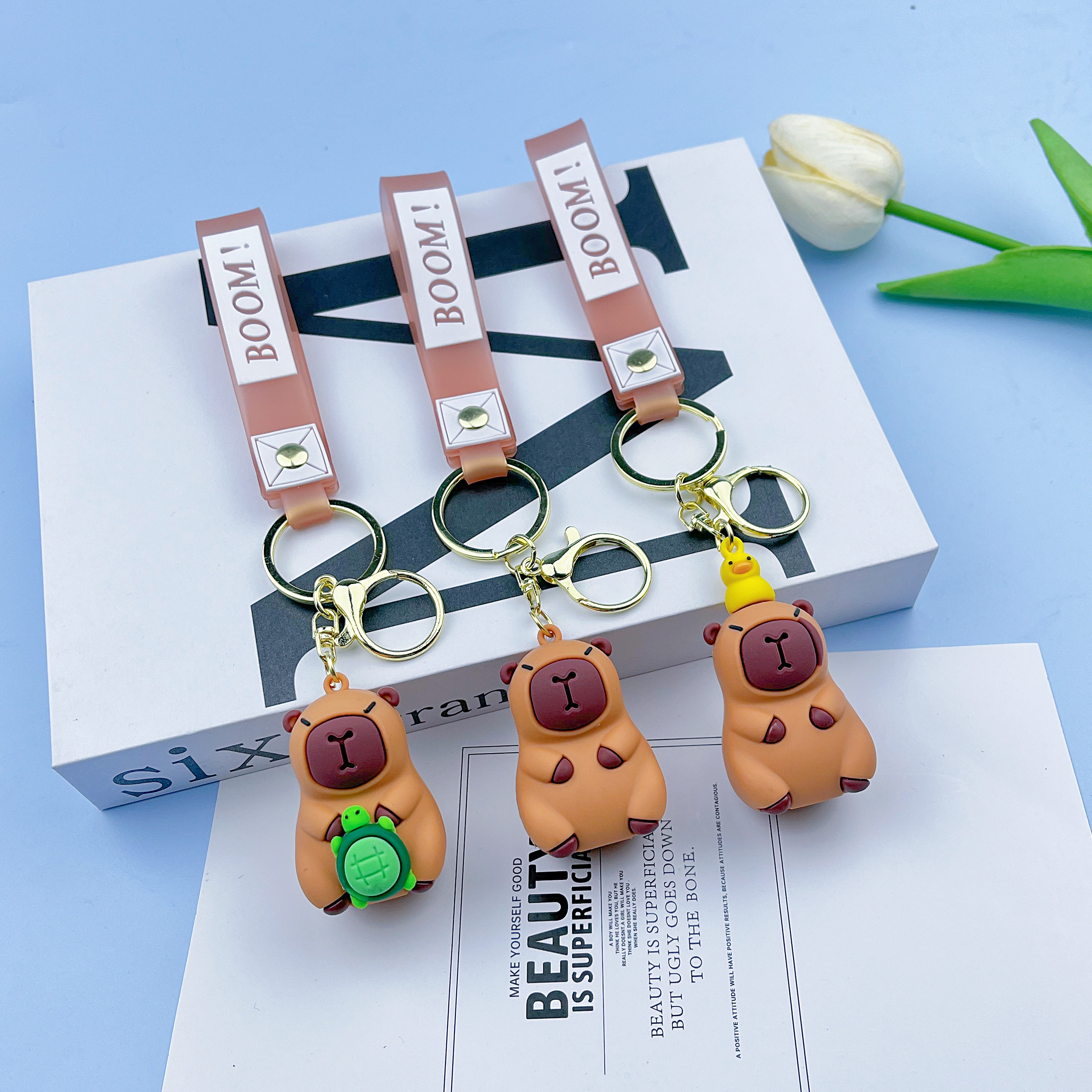 钥匙扣亚克力钥匙扣钥匙扣流沙瓶入油摆件白底实物图