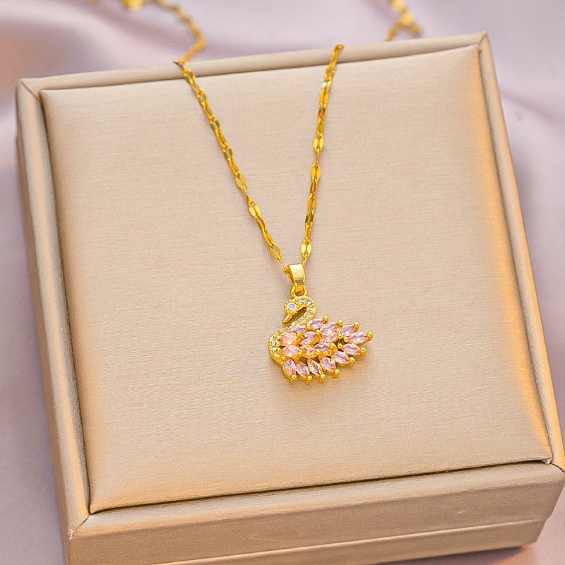 跨境新款满锆天鹅项链女时尚百搭小众设计高级感微镶锆石吊坠批发细节图