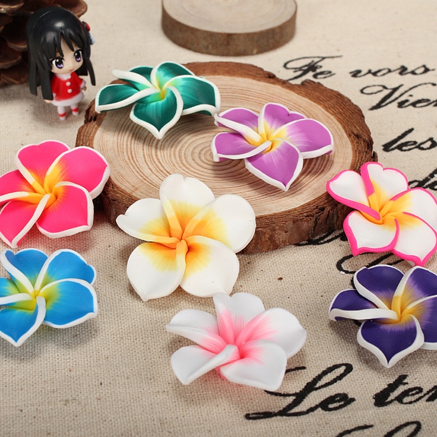 Handmade soft clay flower Hawaiian frellia earrings material diy hair accessory head flower necklace accessory details Picture
