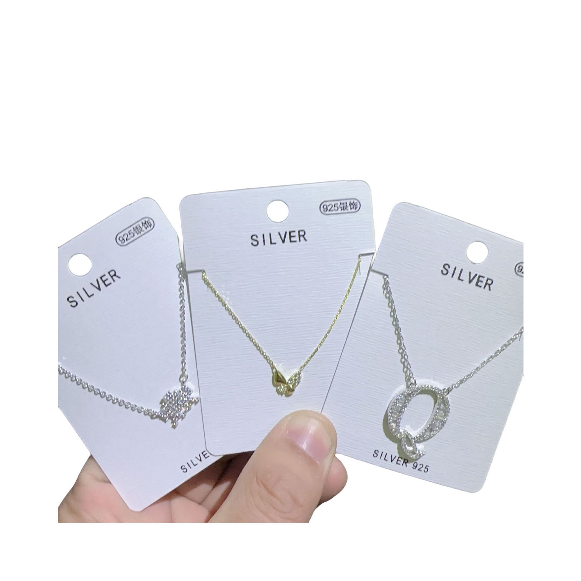 Light luxury s925 all-silver necklace for women, geometric zircon micro-inlaid collarbone chain, simple color retention small pendant wholesale necklace, necklace for women's patchwork style detail image 3