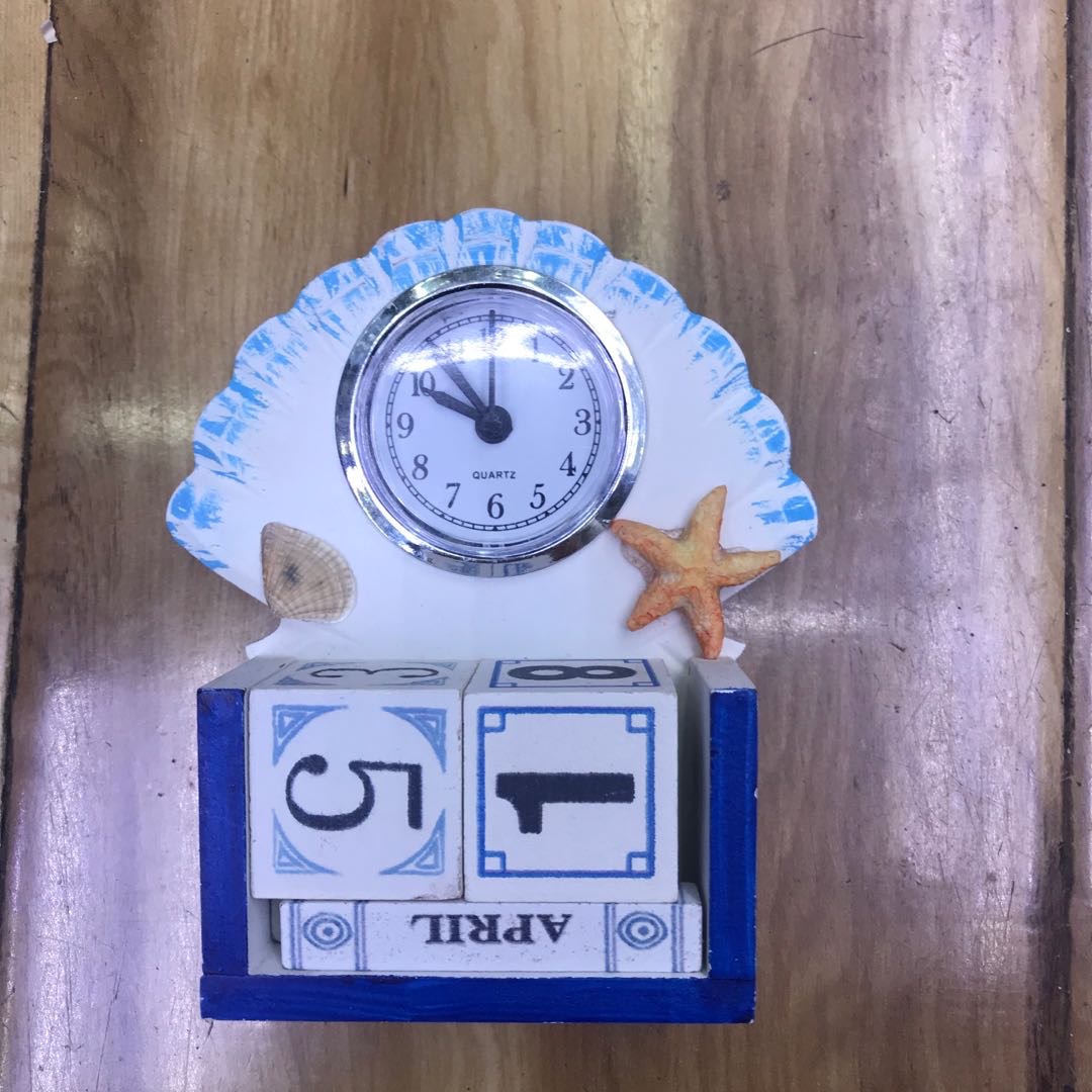 地中海舵手钟钟表墙壁装饰创意挂件蓝白海洋风格小挂钟工艺品1