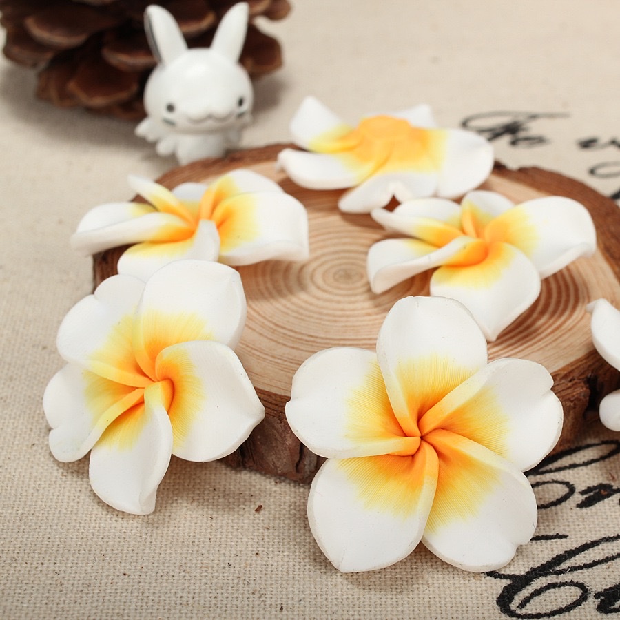 Handmade soft clay flower Hawaiian frellia earrings material diy hair accessory head flower necklace accessory detail image 3