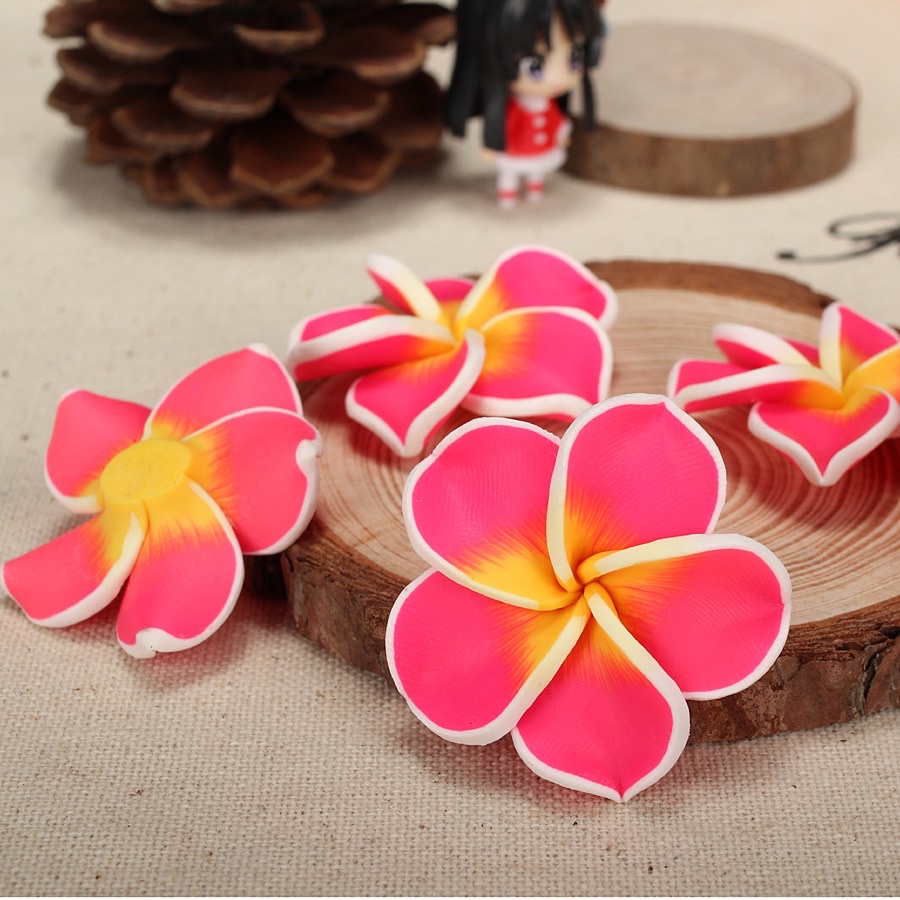 Handmade soft clay flower Hawaiian frellia earrings material diy hair accessory head flower necklace accessory detail image 5