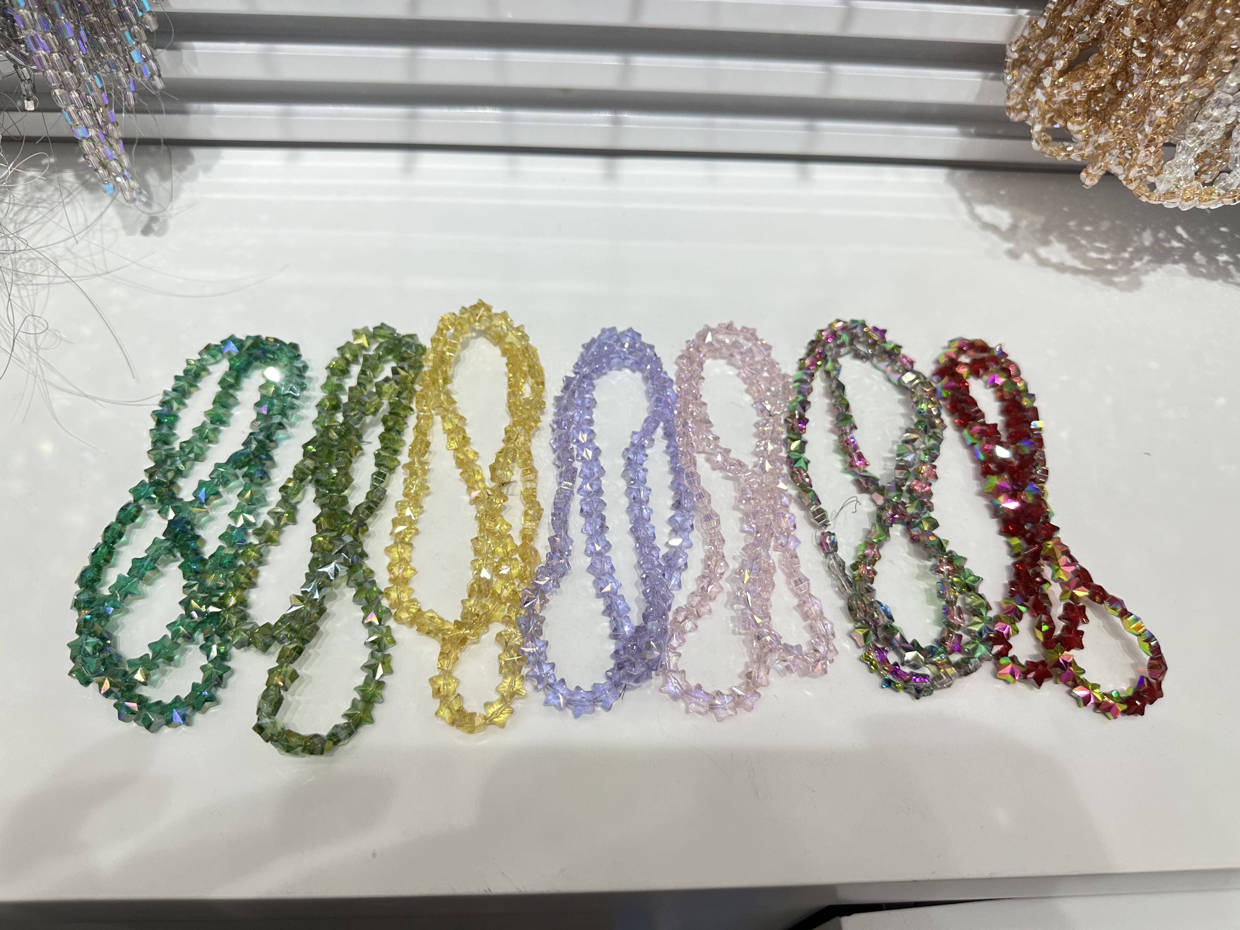 DIY 饰品配件玻璃珠水晶 8mm星星star 手工手链项链多彩