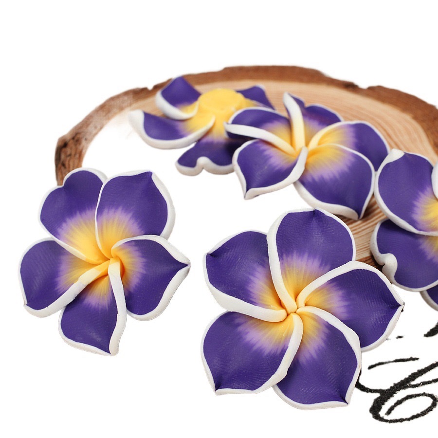 Handmade soft clay flower Hawaiian frellia earrings material diy hair accessory head flower necklace accessory detail image 4