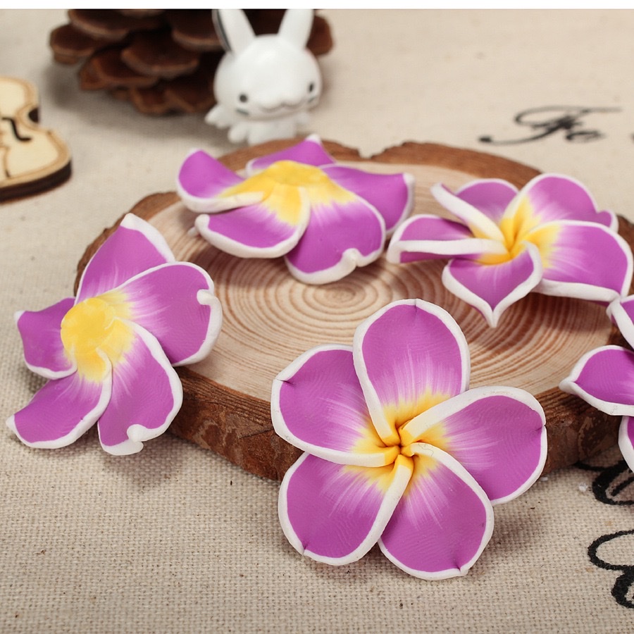 Handmade soft clay flower Hawaiian frellia earrings material diy hair accessory head flower necklace accessory detail image 13