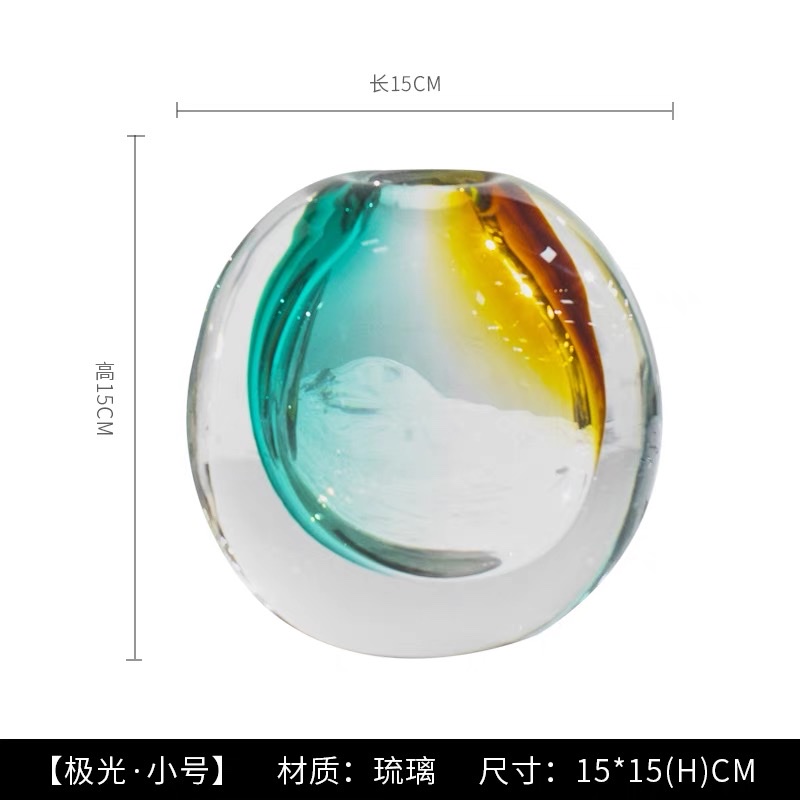 轻奢现代简约玻璃花瓶摆件艺术琉璃插花花瓶客厅茶几轻奢玄关桌面装饰轻奢琉璃艺术彩色渐变花瓶客厅茶几电视柜可水培可插花花器。详情图4