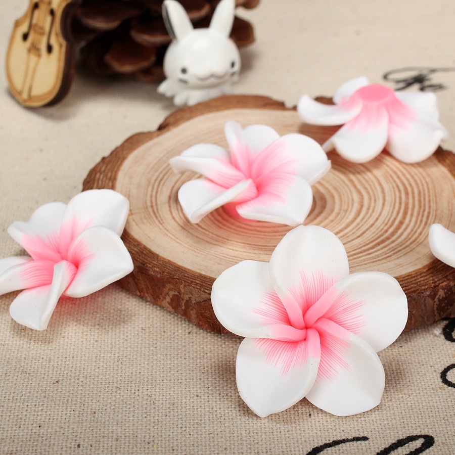 Handmade soft clay flower Hawaiian frellia earrings material diy hair accessory head flower necklace accessory detail image 7