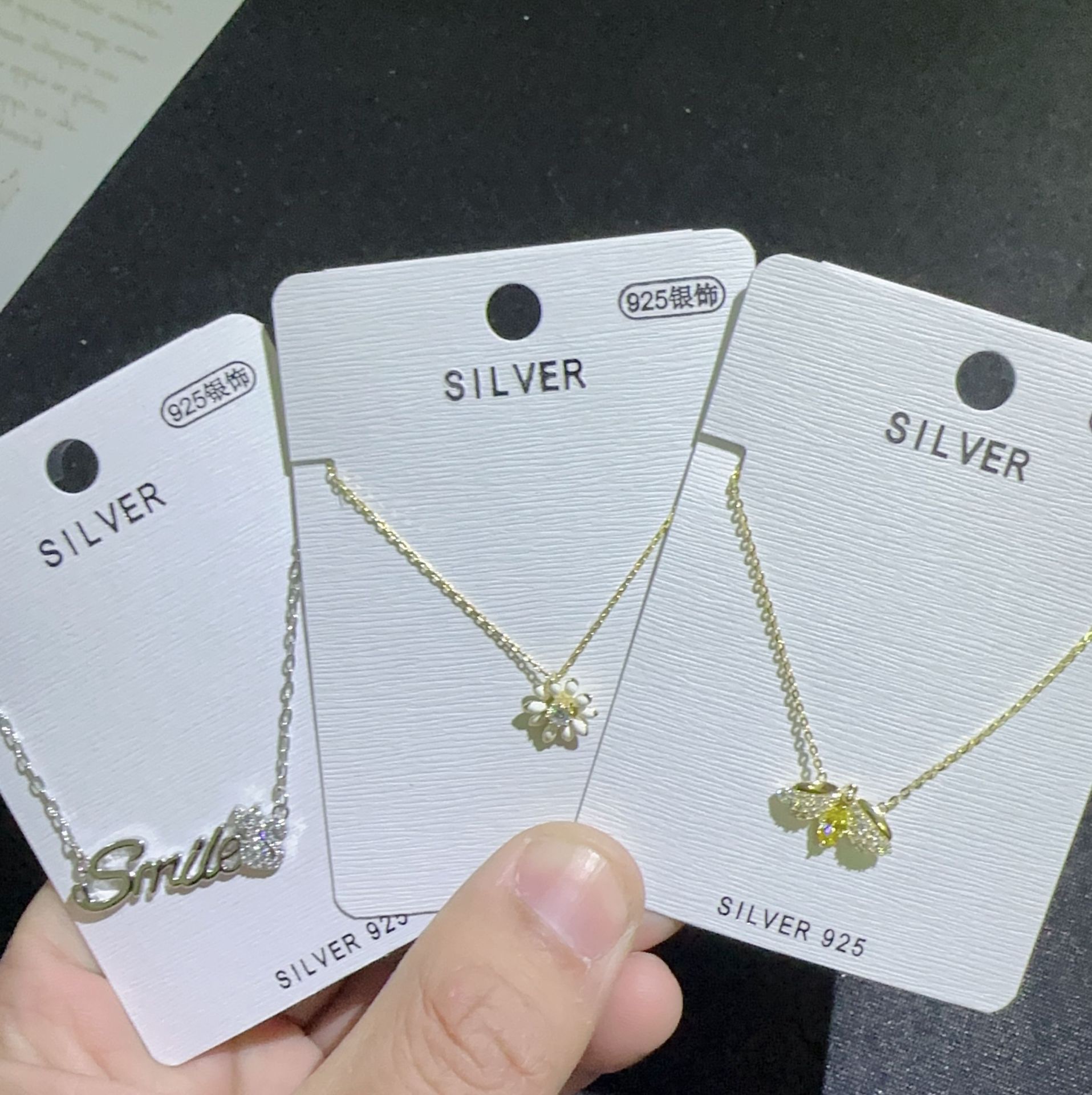 Light luxury s925 all-silver necklace for women, geometric zircon micro-inlaid collarbone chain, simple color retention small pendant wholesale necklace, necklace for women's patchwork style detail image 5