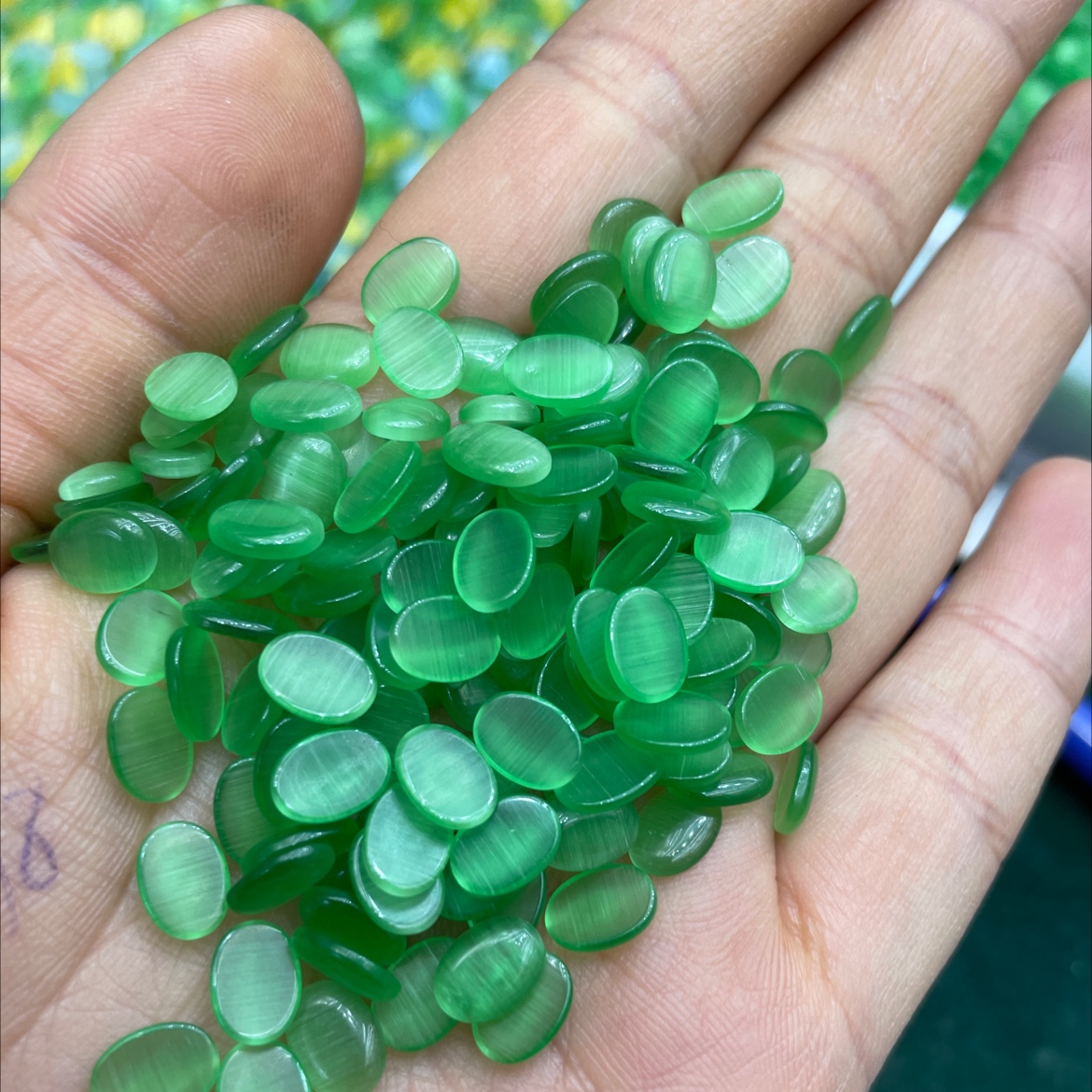 小清期饰品半成品猫眼材质，热销diy手工制作小配件介面珠子细节图