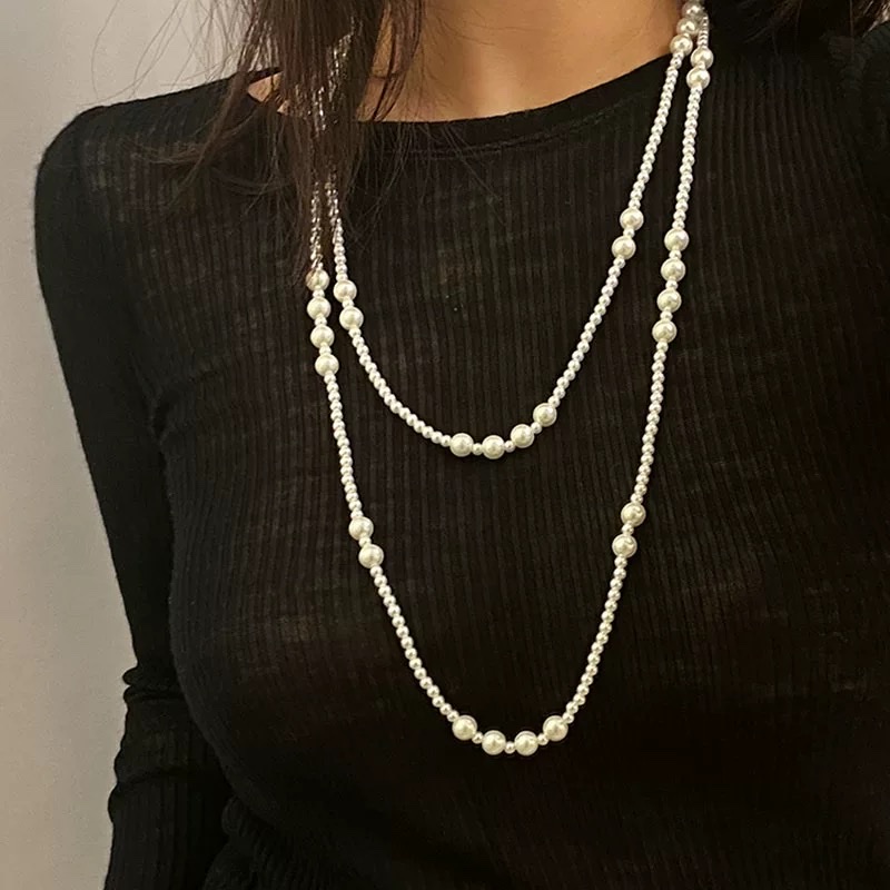 叠戴高级轻奢小众长款珍珠项链