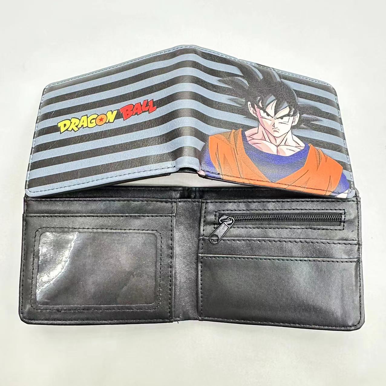 日系动漫七龙珠短款对折钱包 超级赛亚人 悟空彩色印刷PU皮零钱包细节图