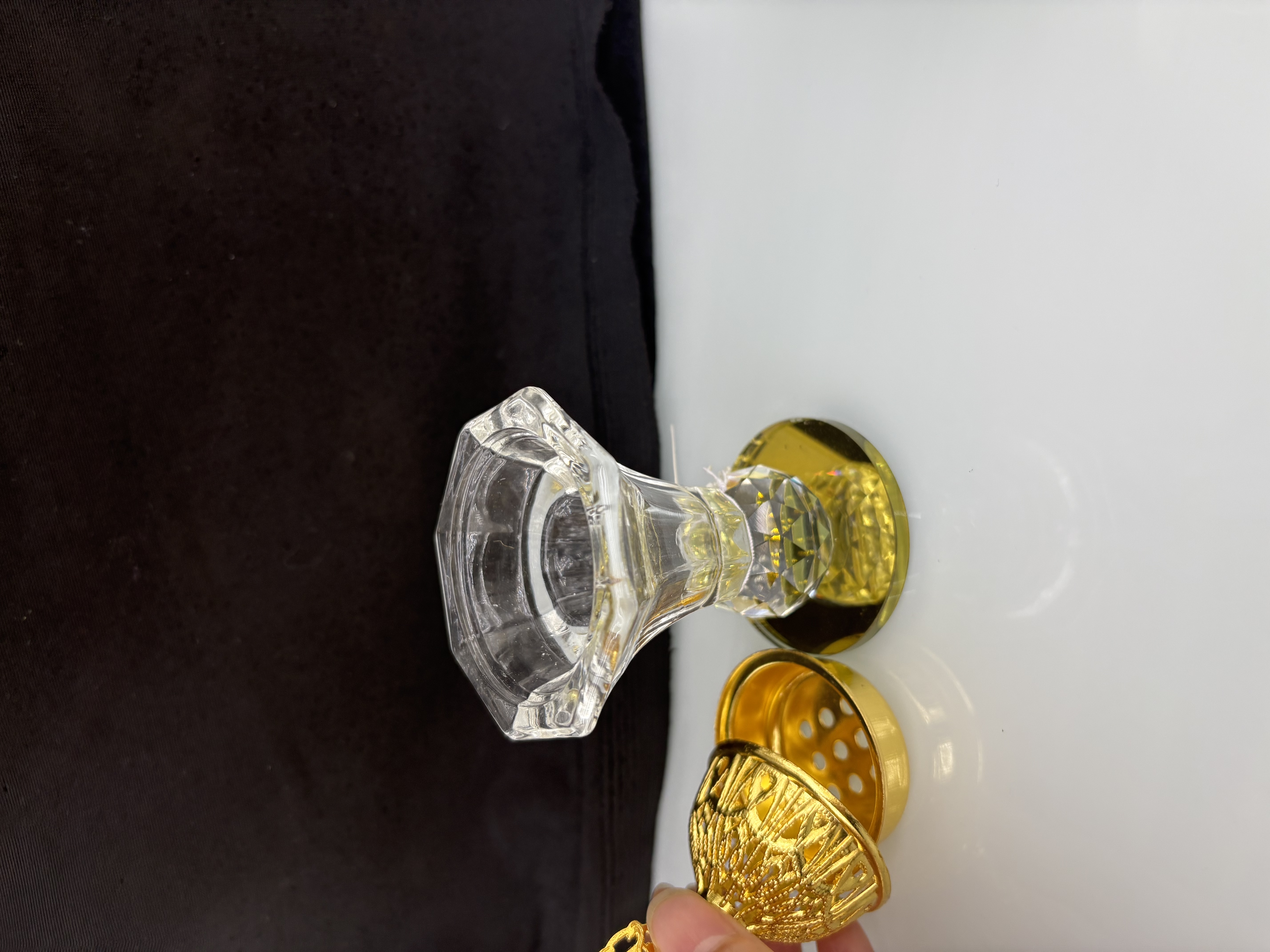 Middle Eastern crystal incense burner and wax table ornaments