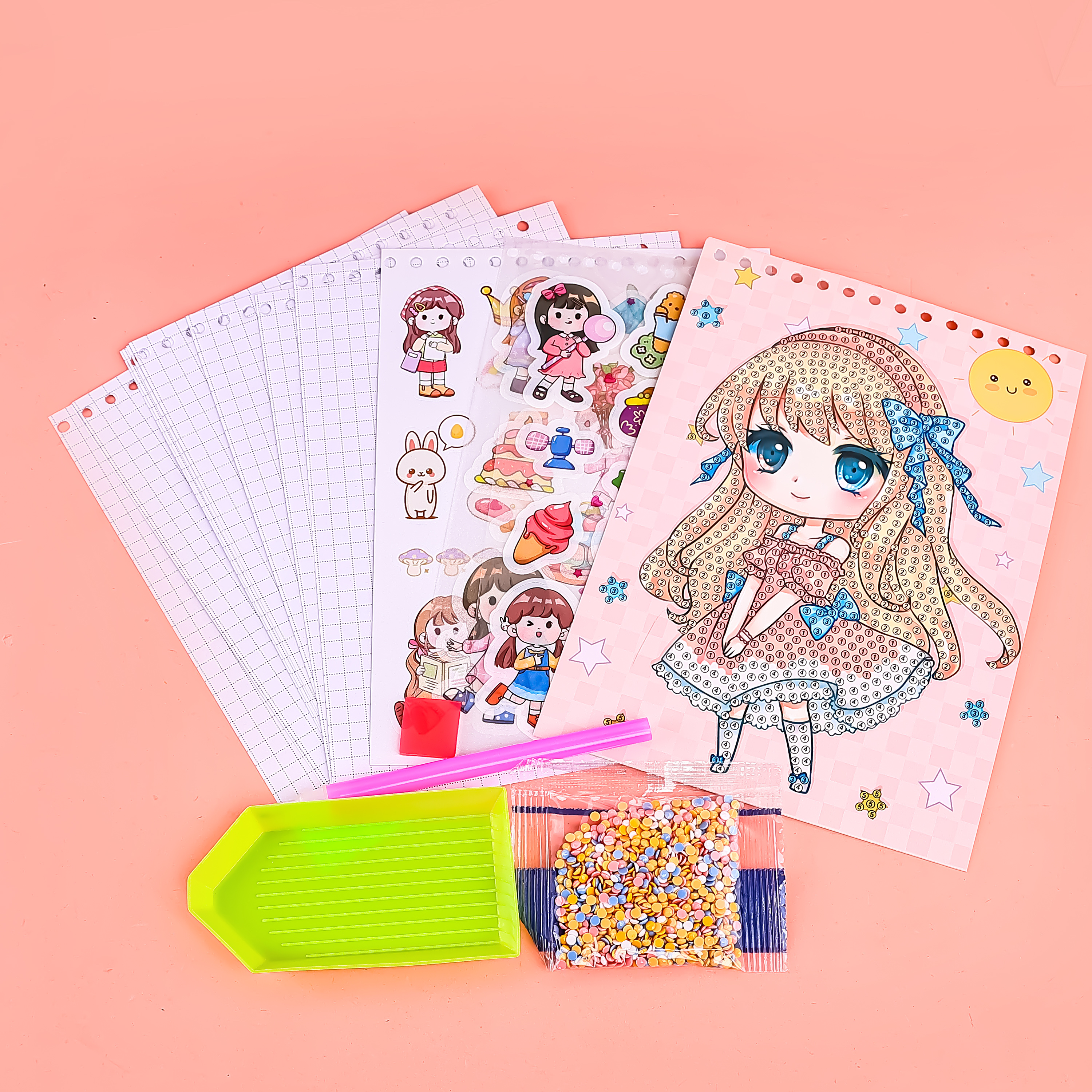 少女可爱贴纸，公主殿下贴纸钻石💎贴纸，小动物，贴纸，2025最新钻石贴花，儿童节礼物详情图4