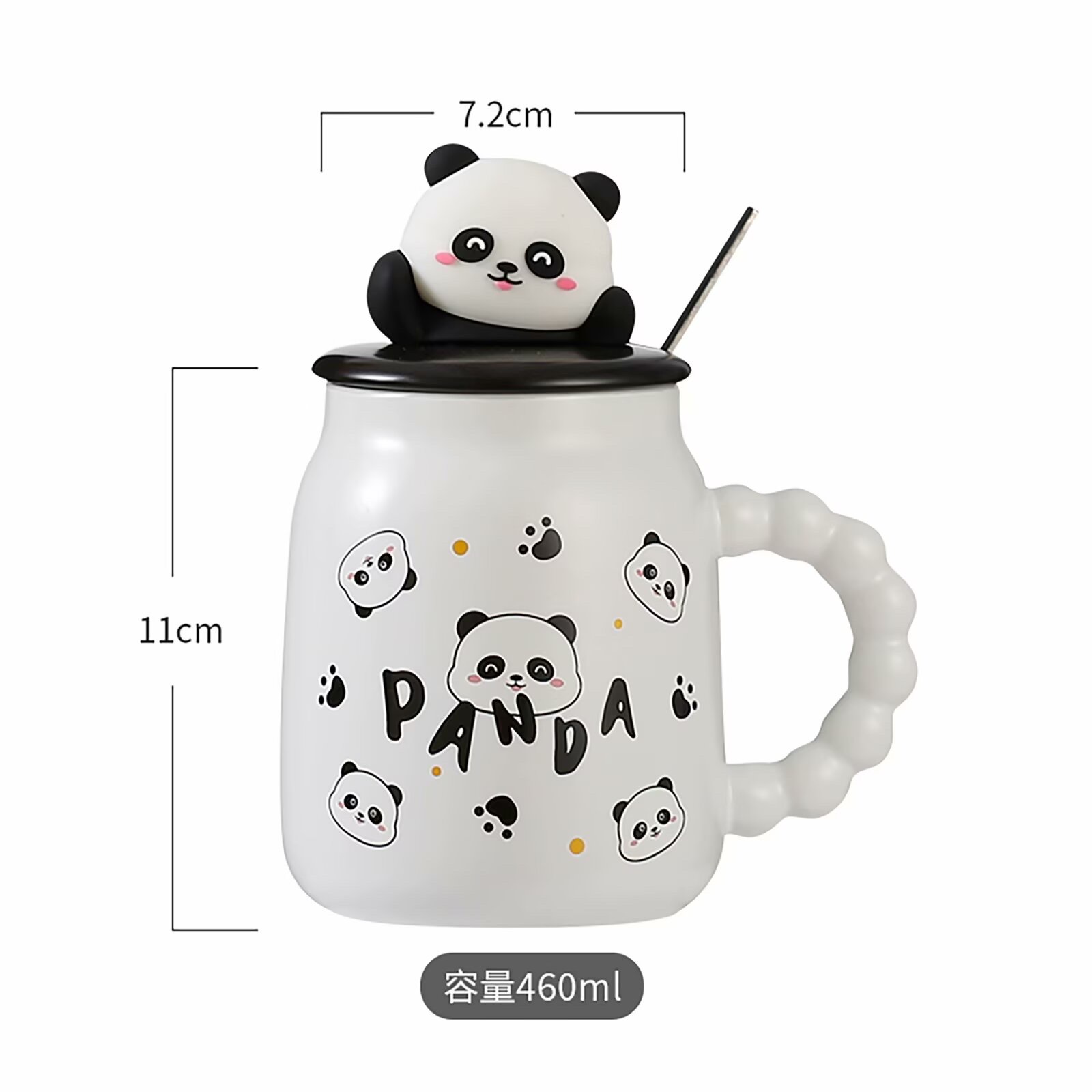 陶瓷马克杯精致搪瓷杯 马克杯定制个性创意礼品杯 茶水杯咖啡杯多款可选可爱熊猫杯子陶瓷带盖勺马克杯大容量喝水杯闺蜜生日礼物详情图6