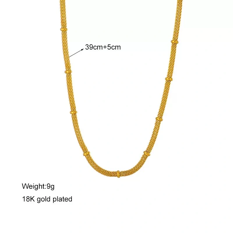 European and American fashion, niche and simple necklace, titanium steel bracelet, metal mesh round light luxury chain, retro accessory set, stainless steel accessory for women detail image 9