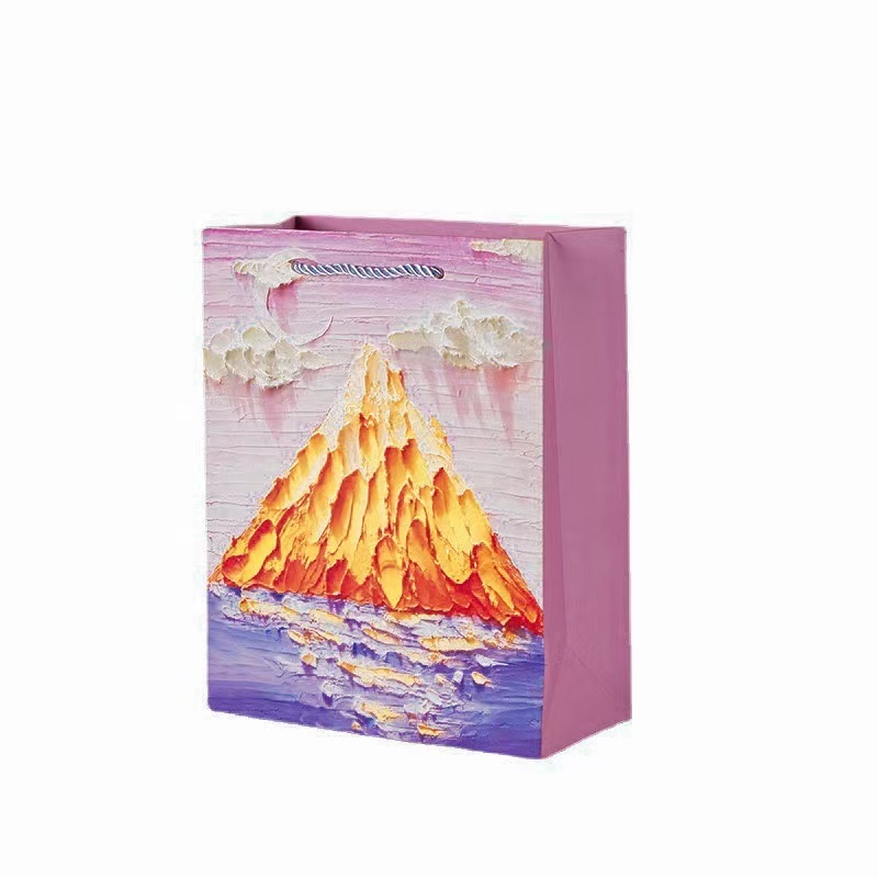 创意油画纸袋奶茶购物鲜花收纳手提袋生日礼品袋彩印纸袋批发包装伴手礼包装盒产品图