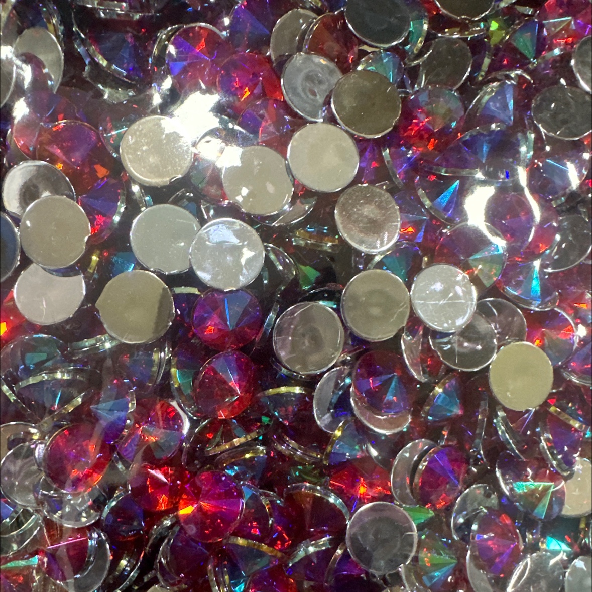 Factory direct sales of acrylic diamond hair accessories imitating Taiwan, exquisitely handcrafted, flat-bottomed satellite surface, ab color options, stylish and fashionable face stickers, nail art and hair accessories Item Picture