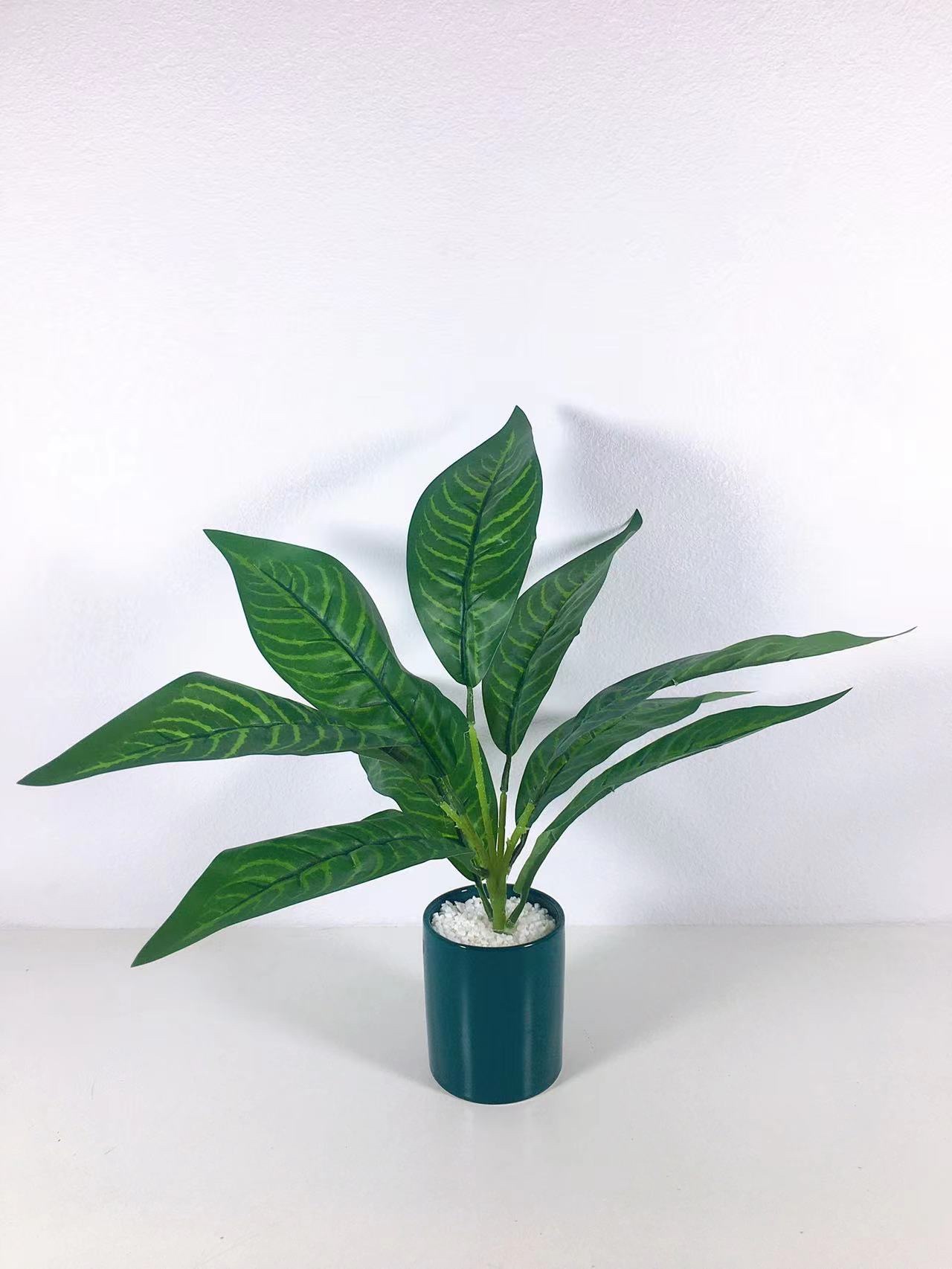 陶瓷花盆 花瓶 北欧风 简约仿真盆栽 阔叶