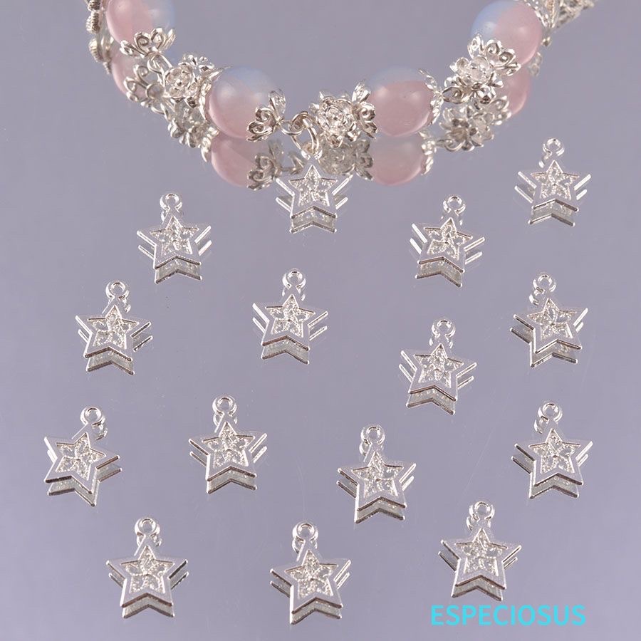diy trendy jewelry accessories with bright silver alloy hollowed-out moon pendants, carved star pendants, bracelets and beads Application Scenario