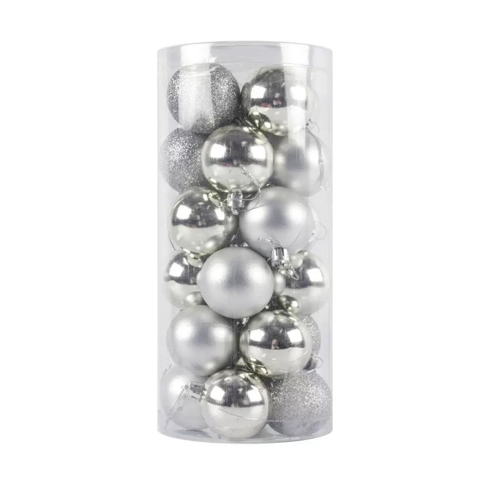 圣诞球 工厂 3/4/6/8cm圣诞球套装彩球挂件塑料电镀球圣诞树装饰详情图2