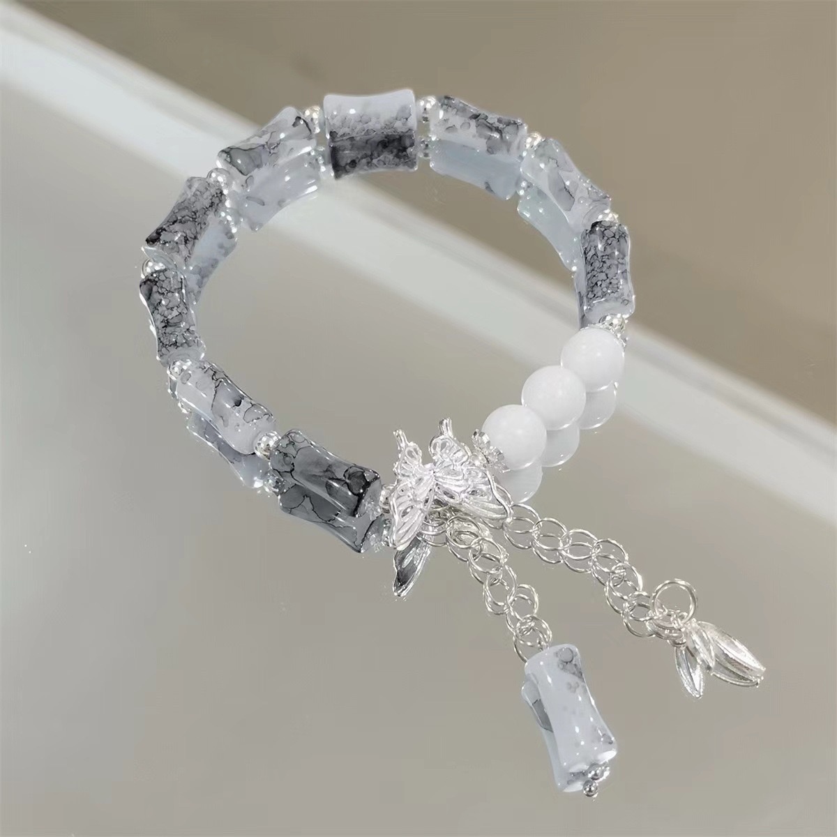 The same style of cross-border bamboo ink butterfly new Chinese-style bracelet on Xiaohongshu is a versatile best friend style for students, couples and best friends who have just landed Specification image