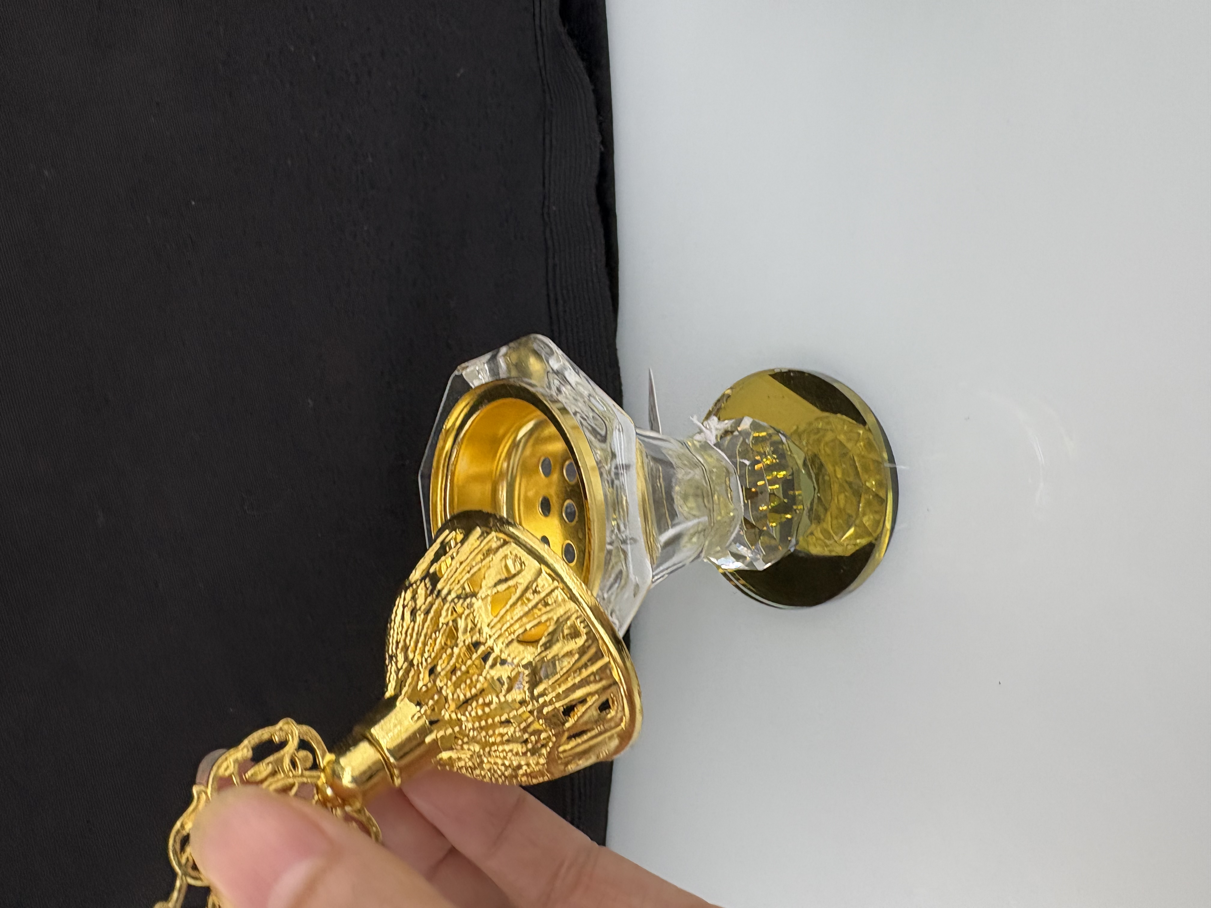 Middle Eastern crystal incense burner and wax table ornaments details Picture