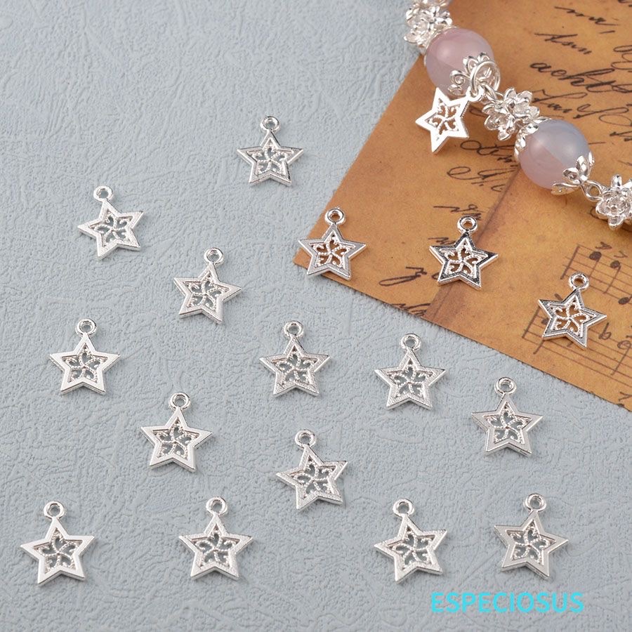 diy trendy jewelry accessories with bright silver alloy hollowed-out moon pendants, carved star pendants, bracelets and beads Item Picture