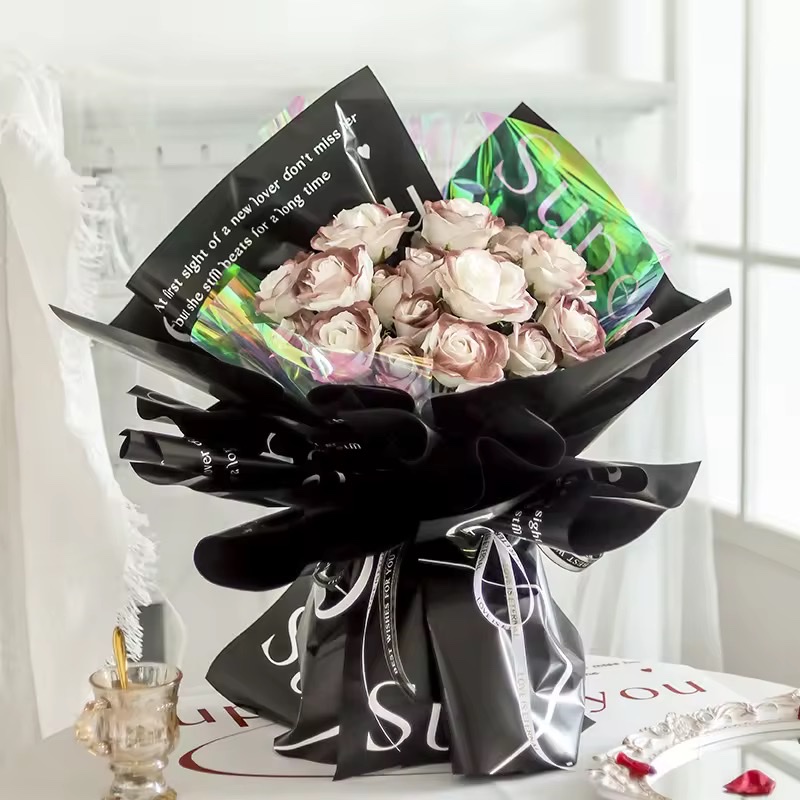 花包装/小花束包装单支/包装/哑光塑料纸/花资材白底实物图