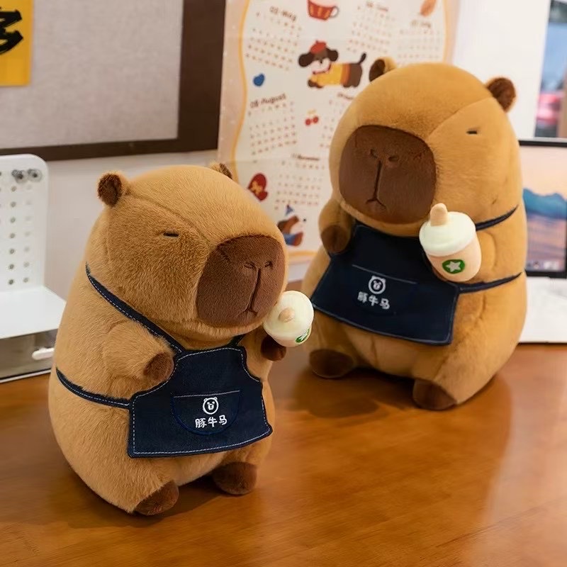 The new sugar-coated haws on a stick can pull out a capybara plush toy, a capybara doll, a gift for children and girls, plush toys, children's toys, creative toys, and pet toys details Picture